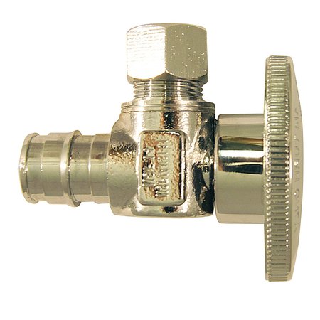 Apollo Expansion Pex 1/2 in. Chrome-Plated Brass PEX-A Expansion Barb x 3/8 in. Compression Quarter-Turn Angle Stop Valve EPXVA1238C